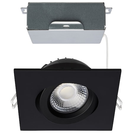 Satco 12W LED Downlight, Gimbal 4 in, CCT Select, Square, Remote Driver, Black, 850L 120V S11622R1